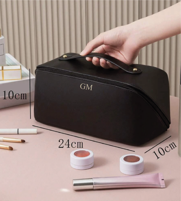 Personalised PU Lay Flat Toiletry Case