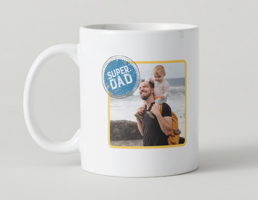 Personalised Super Dad Design Photo Mug