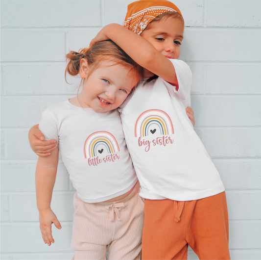 Children's Little or Big Sister Rainbow Tshirt