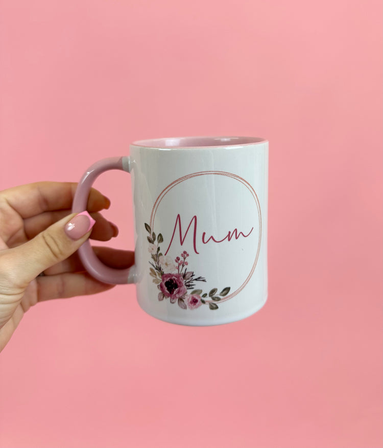 Mum Floral Wreath Design Mug