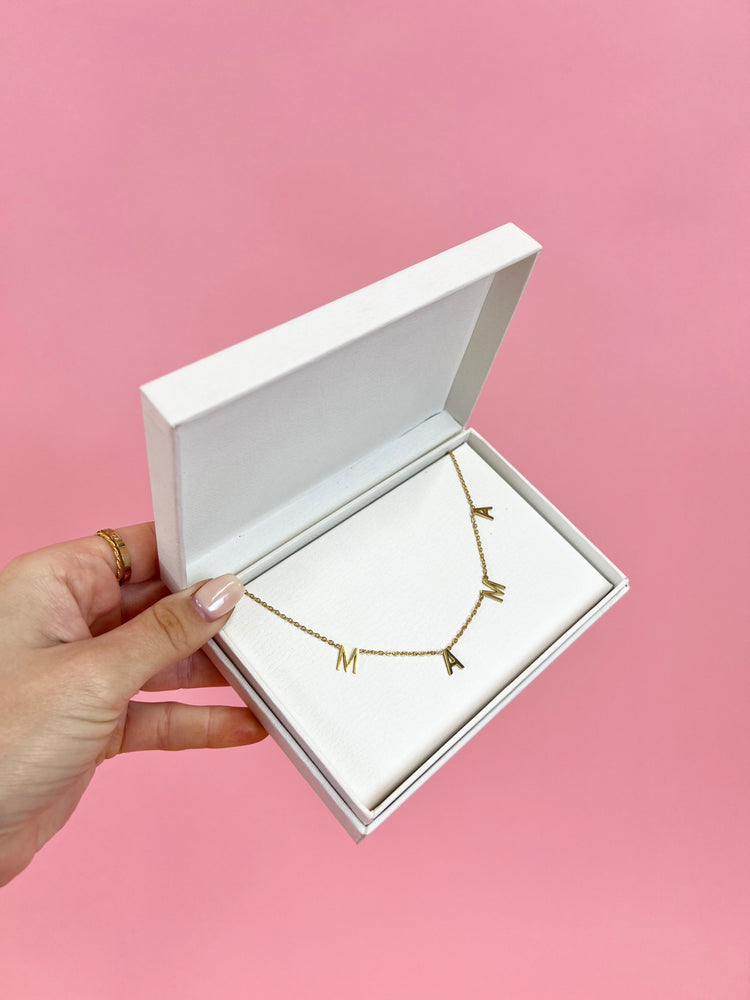 Gold Mama Necklace in luxury personalised gift box
