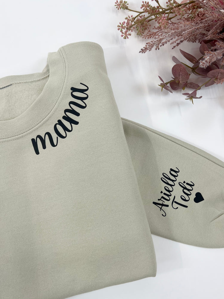 Mama names on sleeve personalised sweatshirt