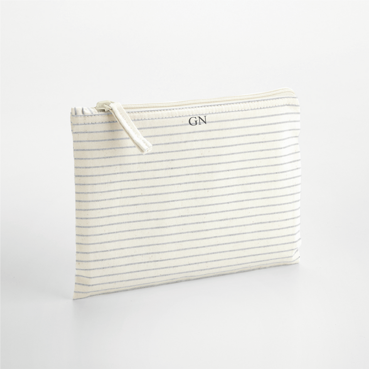 Personalised Stripe Organic Accessory Bag