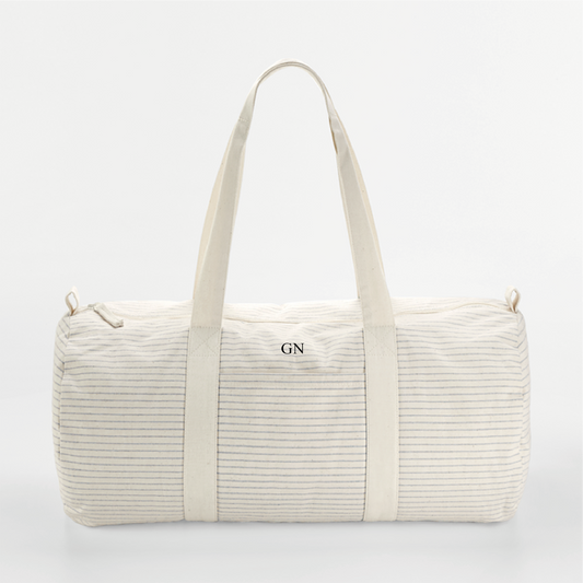 Personalised Stripe Organic Barrel Bag