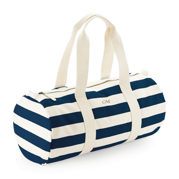 Personalised Stripe Barrel Bag