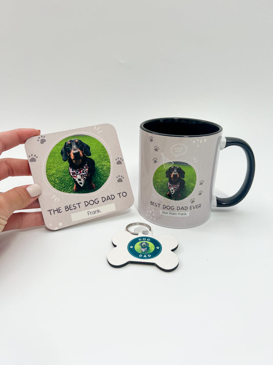 Dog Dad Coffee Mug, Coaster and Keyring Set