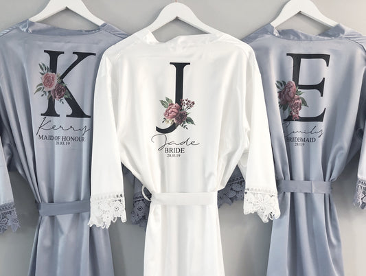 Floral Bridal Party Bride & Bridesmaid Robe Sets, Sizes 2 to 18 (Set of 15)  Blue : Amazon.in: Clothing & Accessories