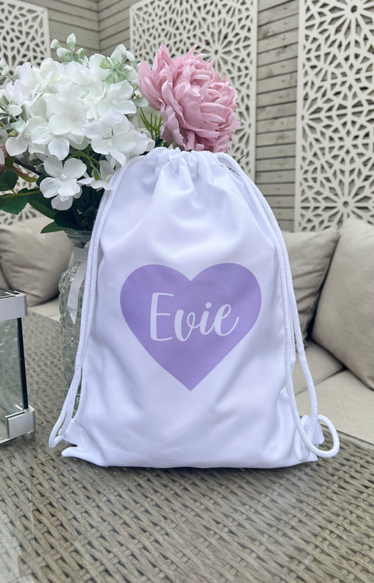 Personalised Heart or Star Design Drawstring Bag